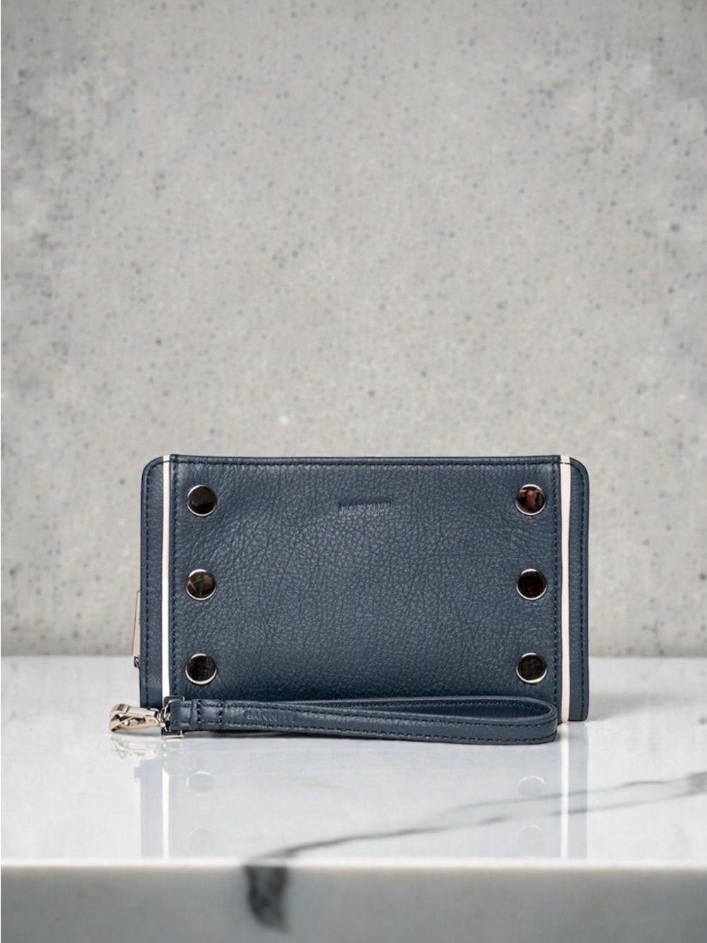 Hammitt Navy Blue & Cream Wristlet Clutch